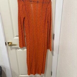 Lulu's Vibrant Orange Long Sleeve Dress